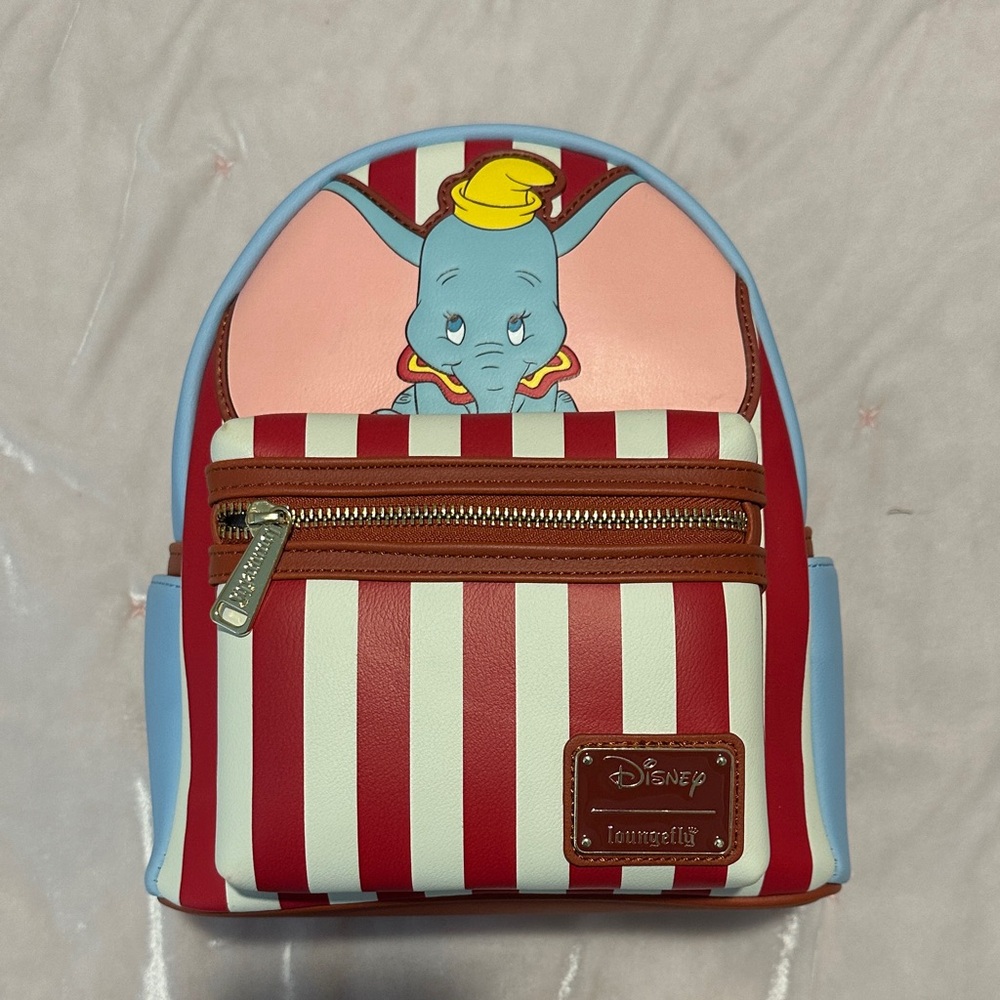 Disney loungefly Dumbo Red and White Striped Backpack